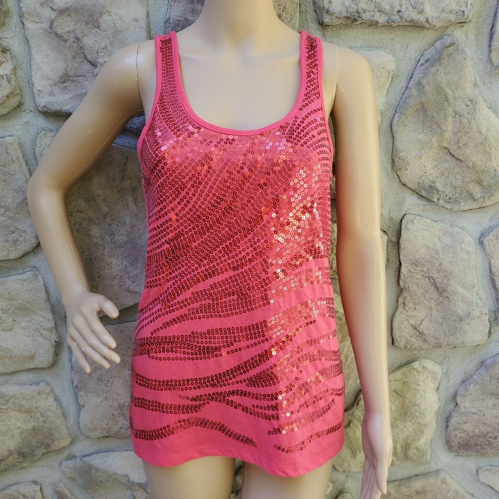 CHARLOTTE RUSSE | Pinkish Sequin Racerback Tank